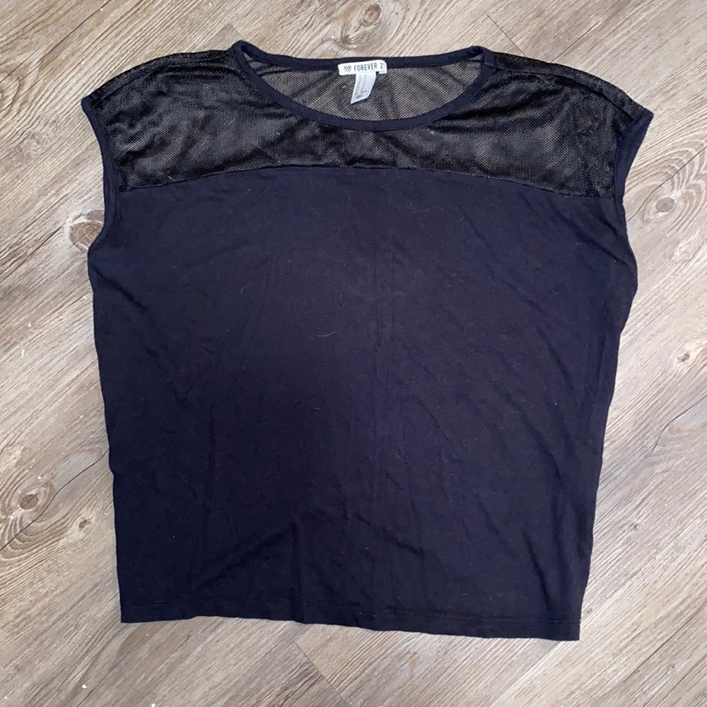FOREVER21 black mesh tank top (M)